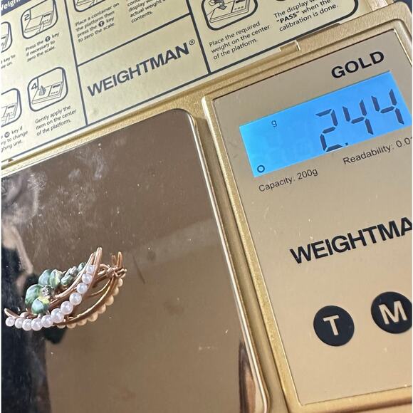 Antique Victorian solid 14kt gold seed pearls precious gems 4 leaf clover brooch - Picture 10 of 10